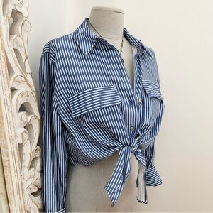 NWOT Stripped Crop Blouse